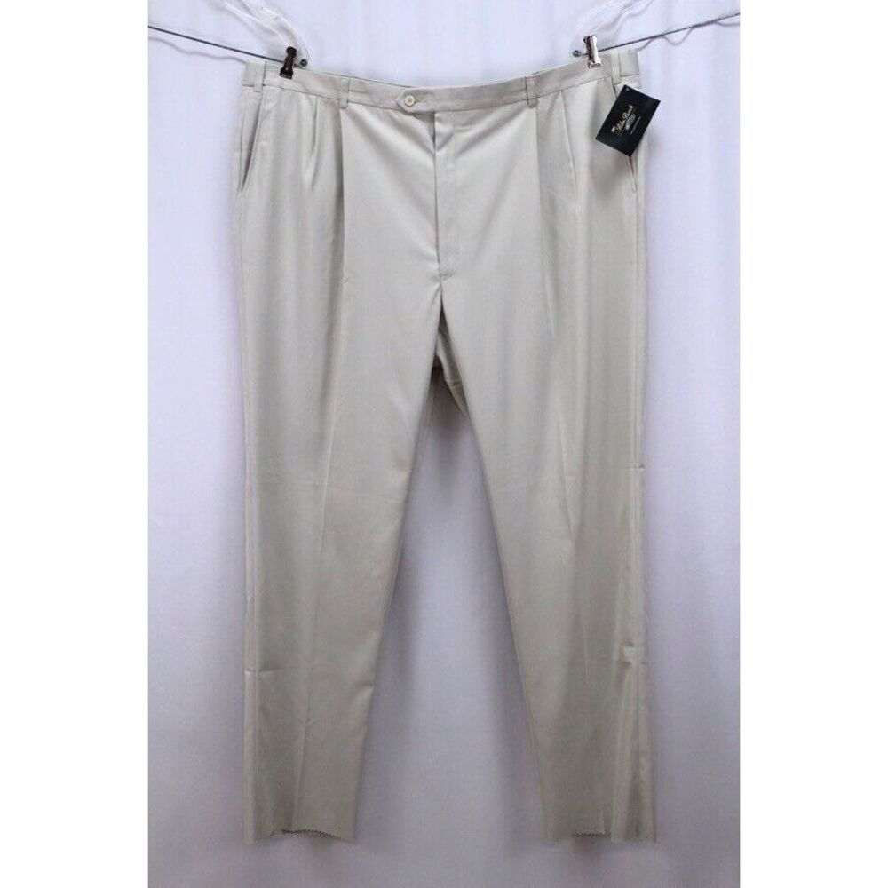 NEW mens beige PALM BEACH reflex microfiber dress pants‎ trousers pleat 52